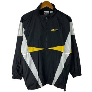 Vintage 90s Reebok Jacket Mens M Nylon Windbreaker Track 1/2 Zip Sweater Logo